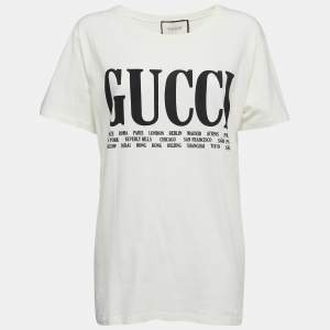 Gucci Cream Cotton Cities Print T-Shirt S