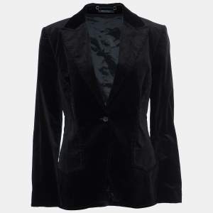 Gucci Black Velvet Button Front Blazer L