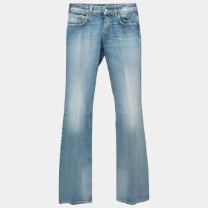 Gucci Blue Distressed Denim Flared Jeans S Waist 26"