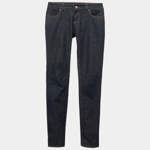 Gucci Dark Blue Denim Web Cuff Detail Slim Fit Jeans S/Waist 30"