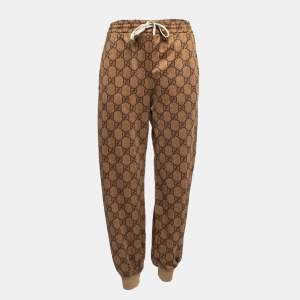 Pre Owned Gucci Brown GG Monogram Technical Jersey Track Pants S