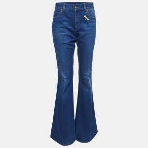 Gucci Blue Denim Butterfly and Bee Embroidered Flared Jeans M