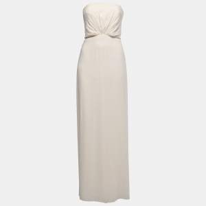 Gucci Off White Silk Strapless Gown s
