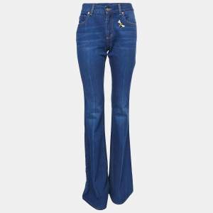 Gucci Blue Embroidered Denim New Flare Jeans M Waist 28"
