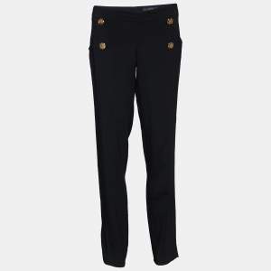 Gucci Black Crepe Slit Hem Detail Pants M