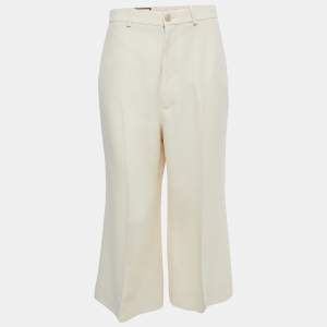 Gucci Cream Crepe High Waist Flared Trousers M