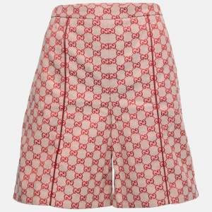 Gucci Red GG Supreme Jacquard High Waist Shorts M