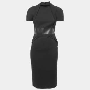 Gucci Black Crepe High Neck Midi Dress S