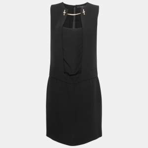 Gucci Black Silk Chain Detail Neck Sleeveless Short Dress M
