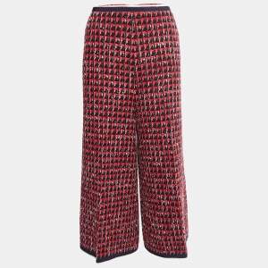 Gucci Red/Navy Blue Tweed Wide-Leg Culottes L