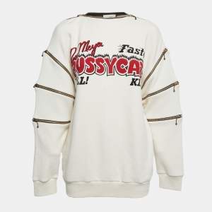 Gucci Cream Movie Print Cotton Knit Oversized Sweatshirt S