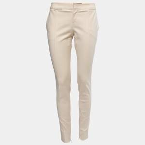 Gucci Ivory White Stretch Cotton Slim Fit Trousers M