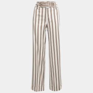 Gucci Cream Striped Cotton Straight Leg Pants S 