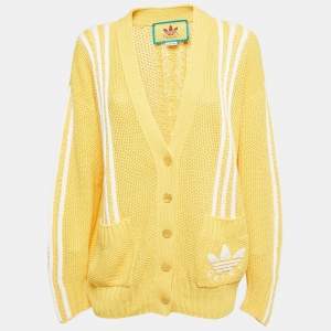 Gucci X Adidas Yellow Knit Buttoned Oversized Cardigan S