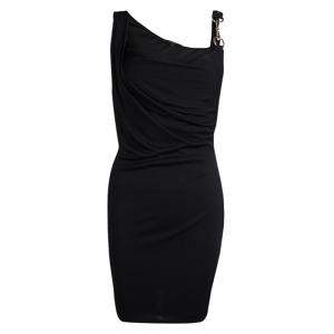 Pre Owned Gucci Black Horsebit Detail Sleeveless Draped Dress S