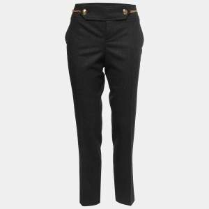 Gucci Vintage Black Wool Chain Detail Tailored Trousers M"