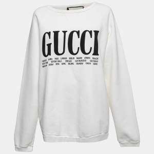 Gucci Off White Cities Printed Cotton Sweatshirt M