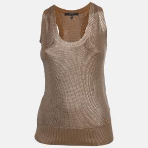 Gucci Metallic Gold Knit Sleeveless Top XXS