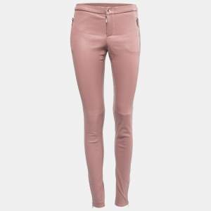 Gucci Pink Leather Tapered Leg Pants XS