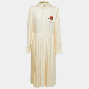 Gucci Cream Silk Embroidered Pocket Maxi Dress L