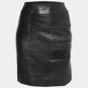 Gucci Black Leather Midi Skirt M