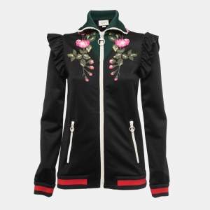 Gucci Black Technical Jersey Embroidered Zip-Up Jacket S