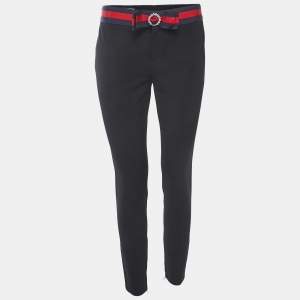 Gucci Black Knit Web Stripe Bow Detail Trousers S