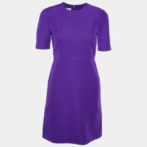 Gucci Purple Wool Pintuck Detail Sheath Dress S