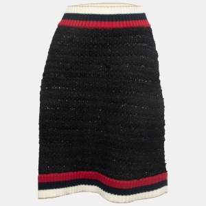 Gucci Black Boucle Knit Web Skirt L