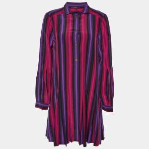 Gucci Purple Striped Silk Shift Dress M