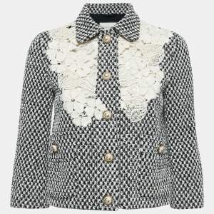 Gucci Black/White Tweed & Macrame Jacket S