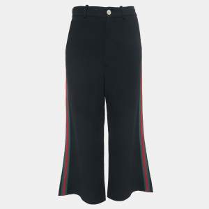 Gucci Black Crepe Web Stripe Detailed Culottes S