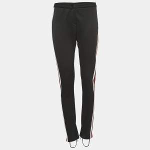 Gucci Black Jersey Web Trim Detail Stirrup Skinny Trousers XL