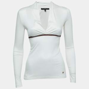 Gucci White Modal Web Stripe Detailed Long Sleeve Top XS