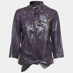 Gucci Purple Leather Biker Jacket M