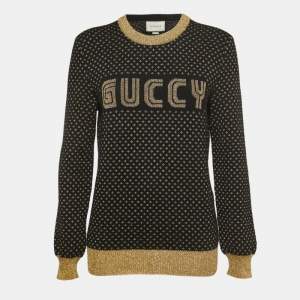 Gucci Black Patterned Lurex Knit  Guccy Sega Sweater M