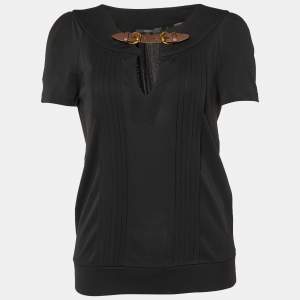 Gucci Black Crepe Belt Detailed Blouse L
