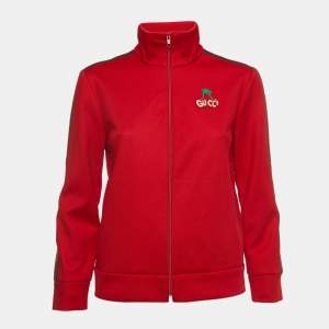 Gucci Red Jersey Logo Embroidered Track Jacket S