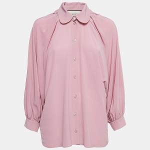Gucci Pink Silk Button Front Shirt Blouse M
