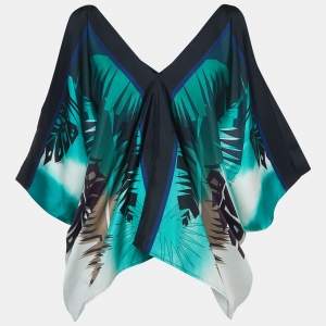 Gucci Multicolor Print Silk V-Neck Poncho Top M