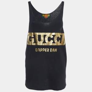 Gucci X Dan Dapper Black Logo Print Cotton Tank Top XS