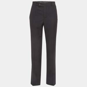 Gucci Black Pinstripe Wool Formal Trousers M