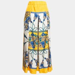 Gucci Yellow Printed Silk Pleated Palazzo Pants S