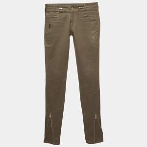 Gucci Green Cotton Zipper Detail Jeans S Waist 28''