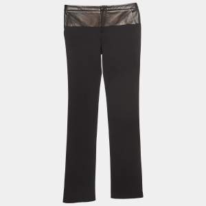 Gucci Black Leather Trim Nylon Slim Fit Trousers S