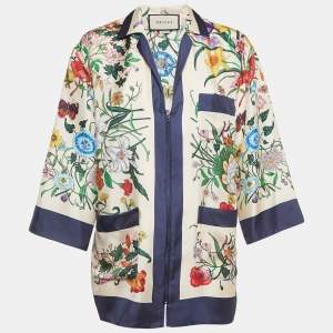 Gucci Multicolor Floral Print Silk Foulard Shirt S