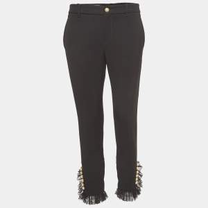 Gucci Black Stretch Cotton Lace Trimmed Skinny Pants M
