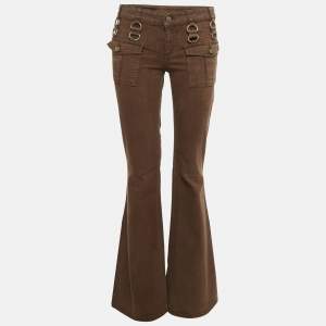 Gucci Brown Denim Metal Detail Flared Jeans S Waist 29''