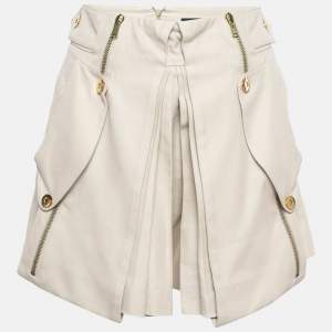 Gucci Beige Pleated Cotton Blend Twill Pocket Detail Mini Skirt M
