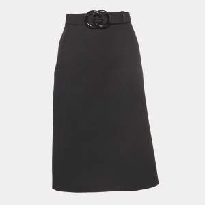 Gucci Black Silk Blend Belted Pencil Skirt S